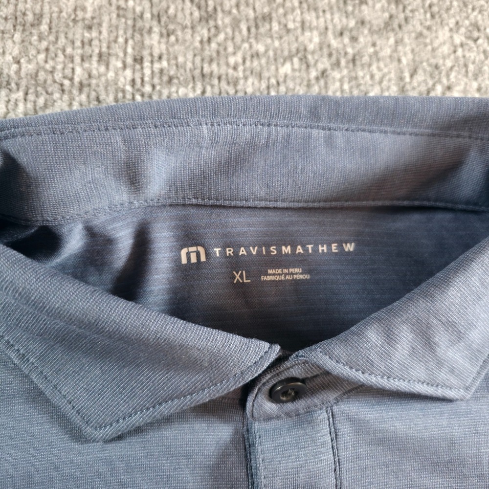 Travis Mathew All Day Access Polo Shirt Mens XL Blue Golf Trilogy Aviation - Picture 2 of 11